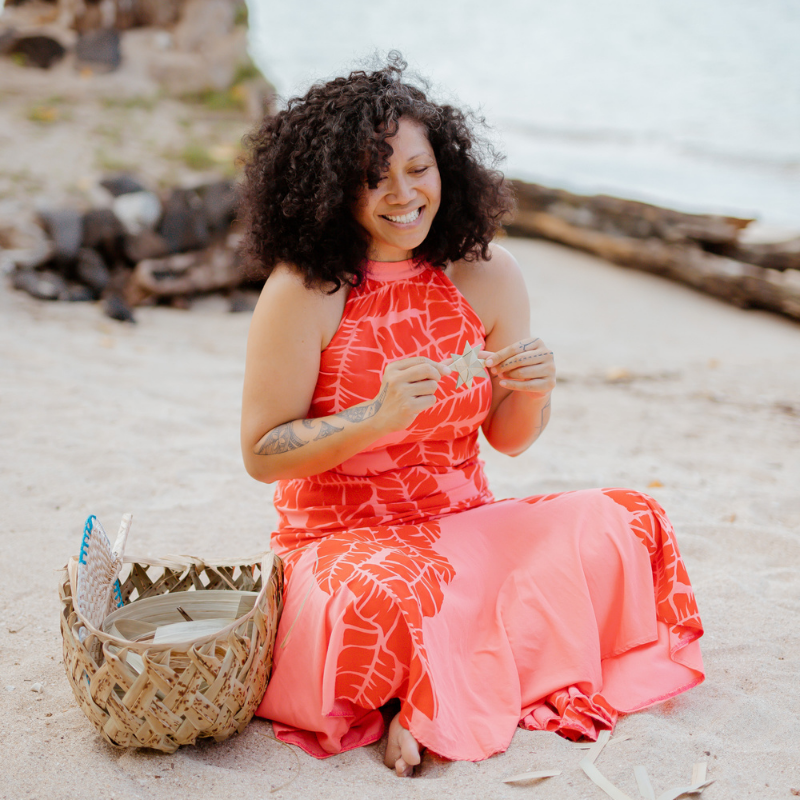 One Billion Stars co founder, Maryann Talia Pau star weaving in Samoa. Photo: Alexia Rae Costello.