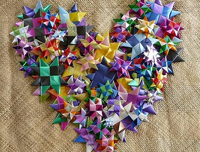 Beautiful heart shape made from woven stars for One Billion Stars.